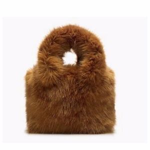 J.CREW MINI TOTE IN FAUX-SHEARLING GOLD H3878